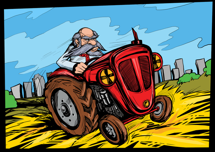 на тракторе