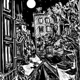 Ночь...Двор...