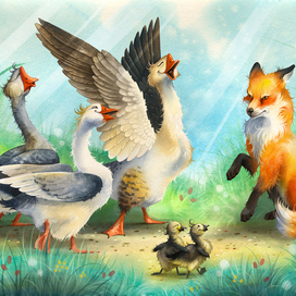 Лиса и гуси