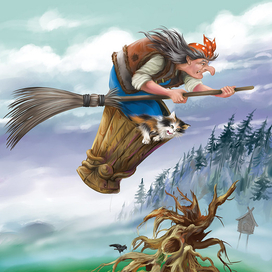 Иллюстрация к сказке Т. Эдел “ Приключения кота Батона” баба яга