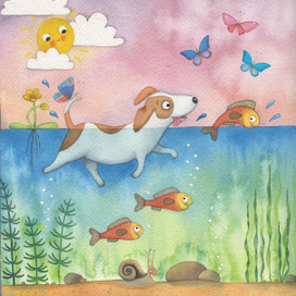 Щенок и рыбка