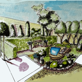 Эскиз ландшафта в акварели