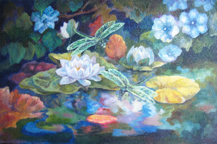 Трепетный полет у белых лилий