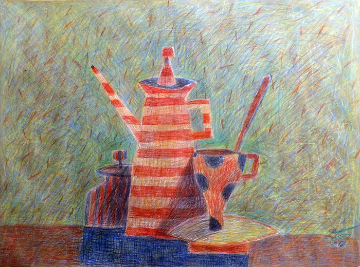 Натюрморт с полосатым чайником
