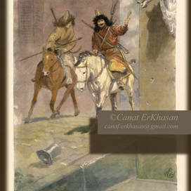 Башкир и казах на улице Парижа 1812 года. "Тюрки в Париже."