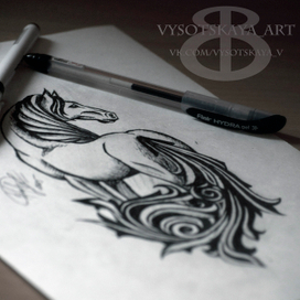 Эскиз тату лошадь лайнарт графика