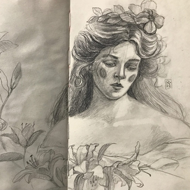 скетч девушки карандашом 