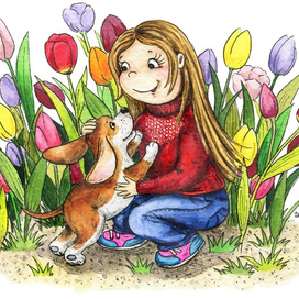 В тюльпанах