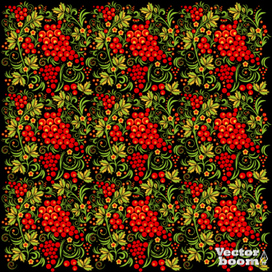 Бесшовный узор в стиле Хохлома.