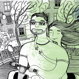 на мопэде)))