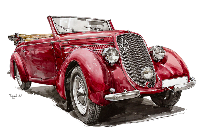 рисунок Steyr 220 Gläser Cabriolet 1938