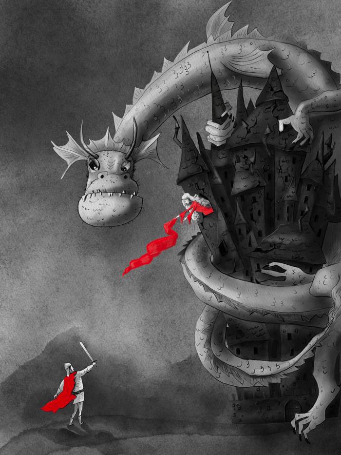 черно-белая иллюстрация сказки 