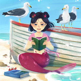 Русалочка читает