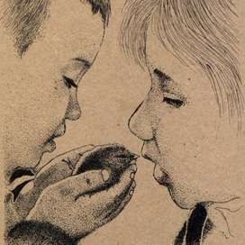 Дети с птенцом