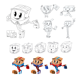 Процесс разработки бренд персонажа "Коробка Упакоша"
