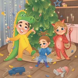 Новогодняя семейная открытка