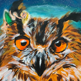 Открытка из серии вымирающие животные «Филин»