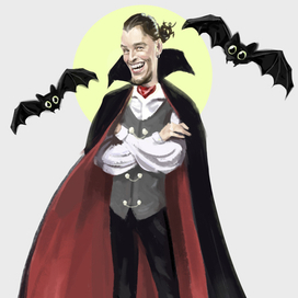 Шарж: портрет в виде Дракулы на Хэллоуин