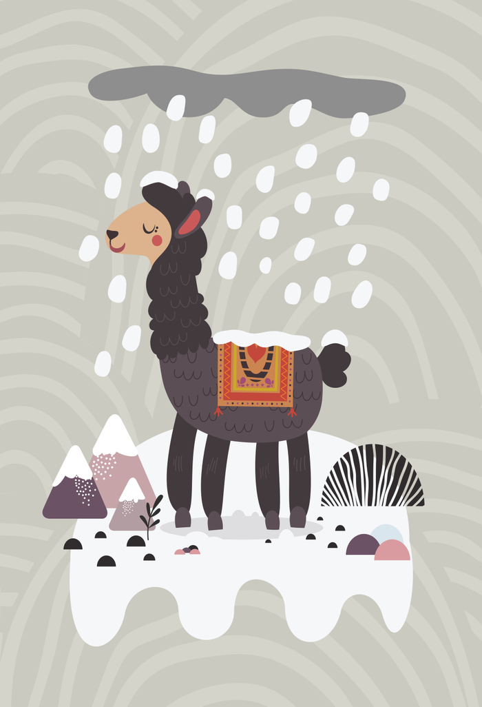 Безмятежная лама в горах  