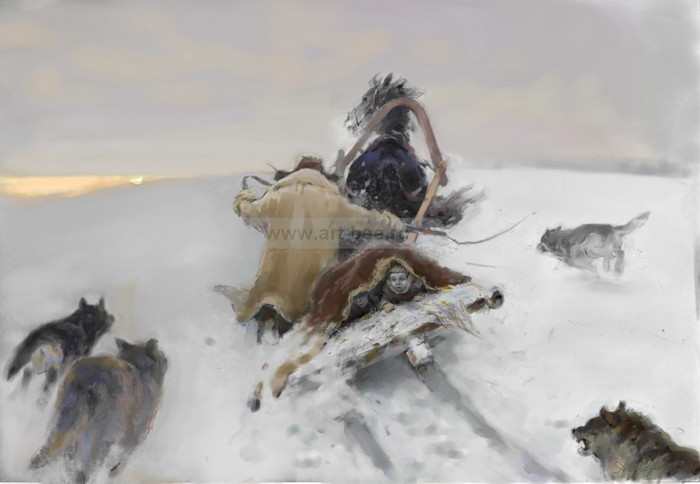 "Погоня" Иллюстрация к книге мемуаров В. Урюмцева-Ермака