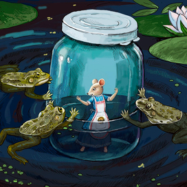 Мышка Аришка в стеклянной  банке.