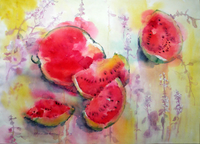 Арбуз и базилик