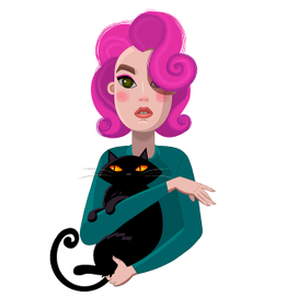 Девушка с котом.