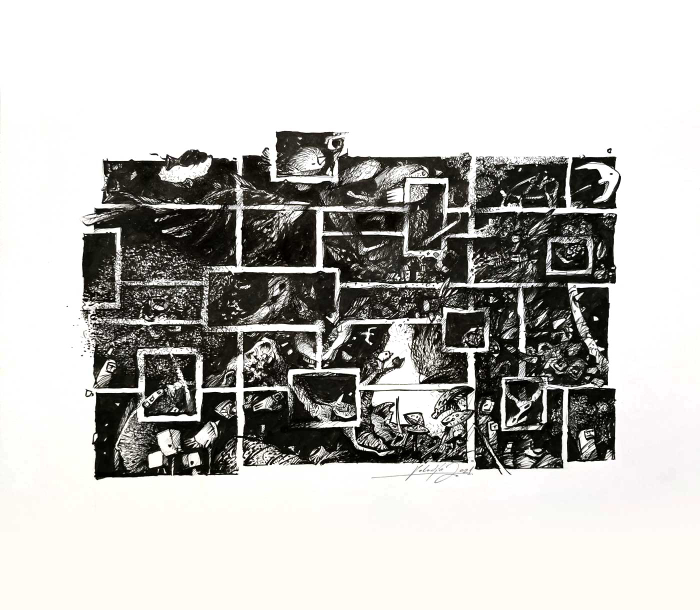 ...ленивая мозаика... тушь 