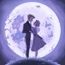 Пара на фоне луны