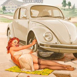 Немка в стиле Пин-Ап.