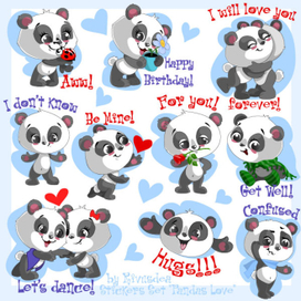 Сет стикеров с пандами2