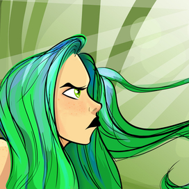 Girl with green hair