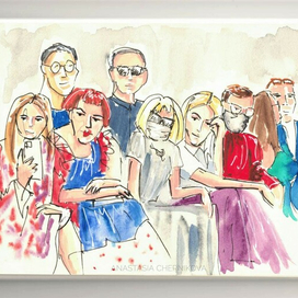 Люди. Модный показ. Иллюстрация