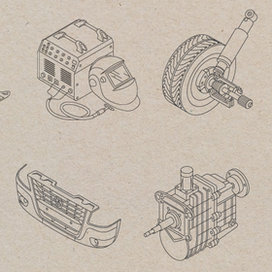 Технические контурные иконки в изометрии