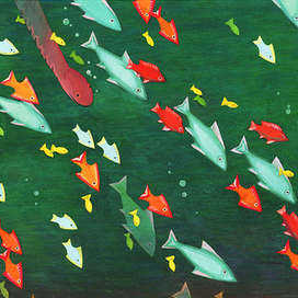 Динозавр желает познакомиться с рыбами