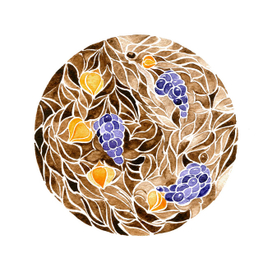 Сентябрь. Виноград и физалис