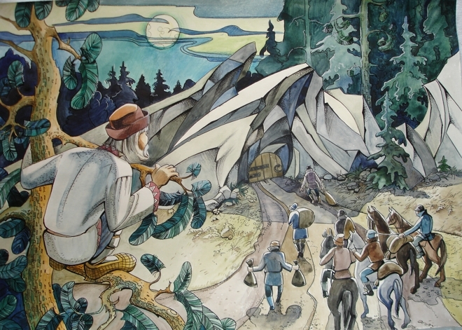 иллюстрация к сказке о мудрой девице и 7разбойниках