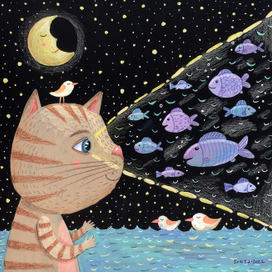 Коту показывают рыбов 🐠🐟🐡 