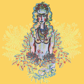 Женщина, цветы и монобровь (но не Фрида Кало)