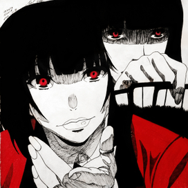 Юмеко. Красный акварельный карандаш, лайнер, А5