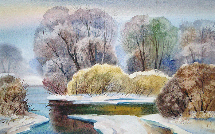 Морозный день на р.Олекте.Латвия