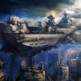 Дизельпанковский летающий корабль