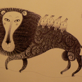 лев и зайцы.