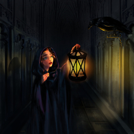 девушка с фонарем