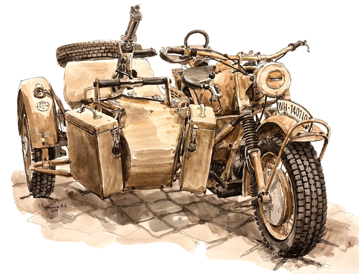мотоцикл BMW R75 Sahara, рисунок