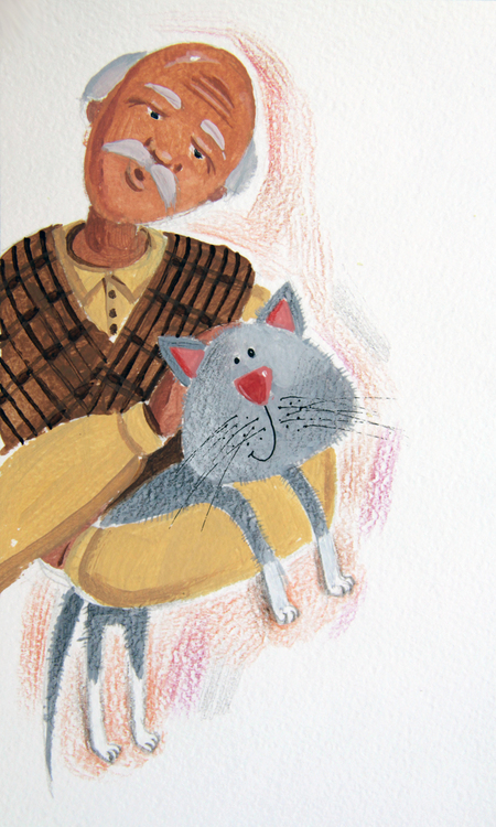 Мурчик дедушку приручил