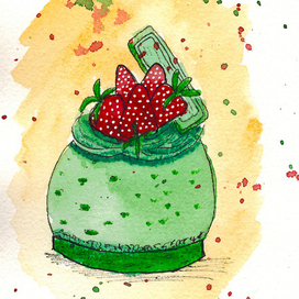 Десерт с клубникой и шоколадом