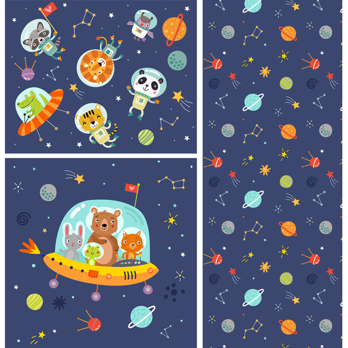 Космические зверята. Набор персонажей и паттерн