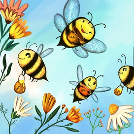 Пчелки на полянке