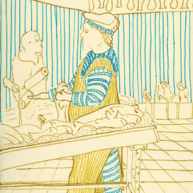 Продавец рыбы в гипермаркете